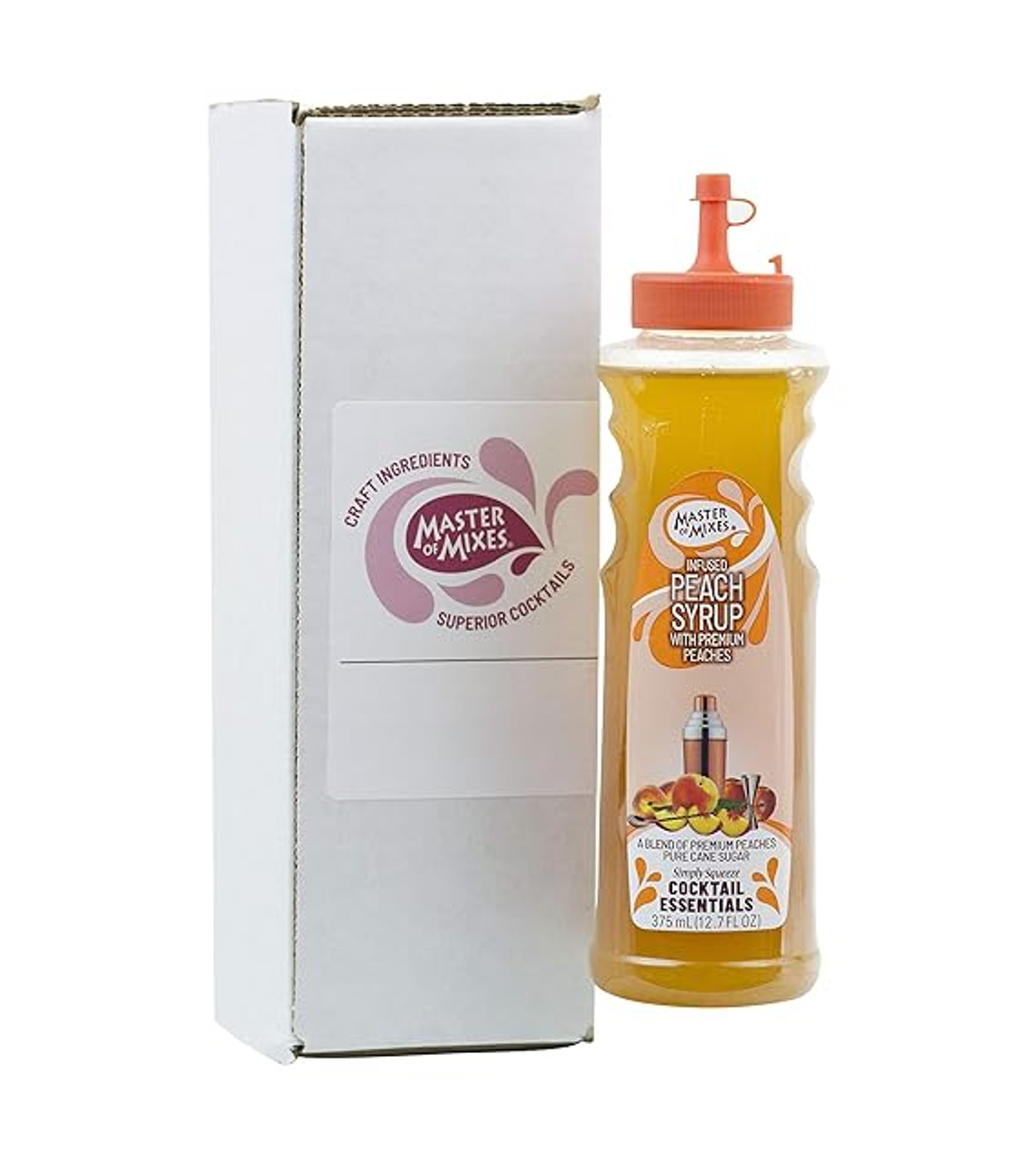 Master of Mixes 375 mL Peach Syrup - Rich Flavor from Pureed Peaches (12/Case) - Chicken Pieces