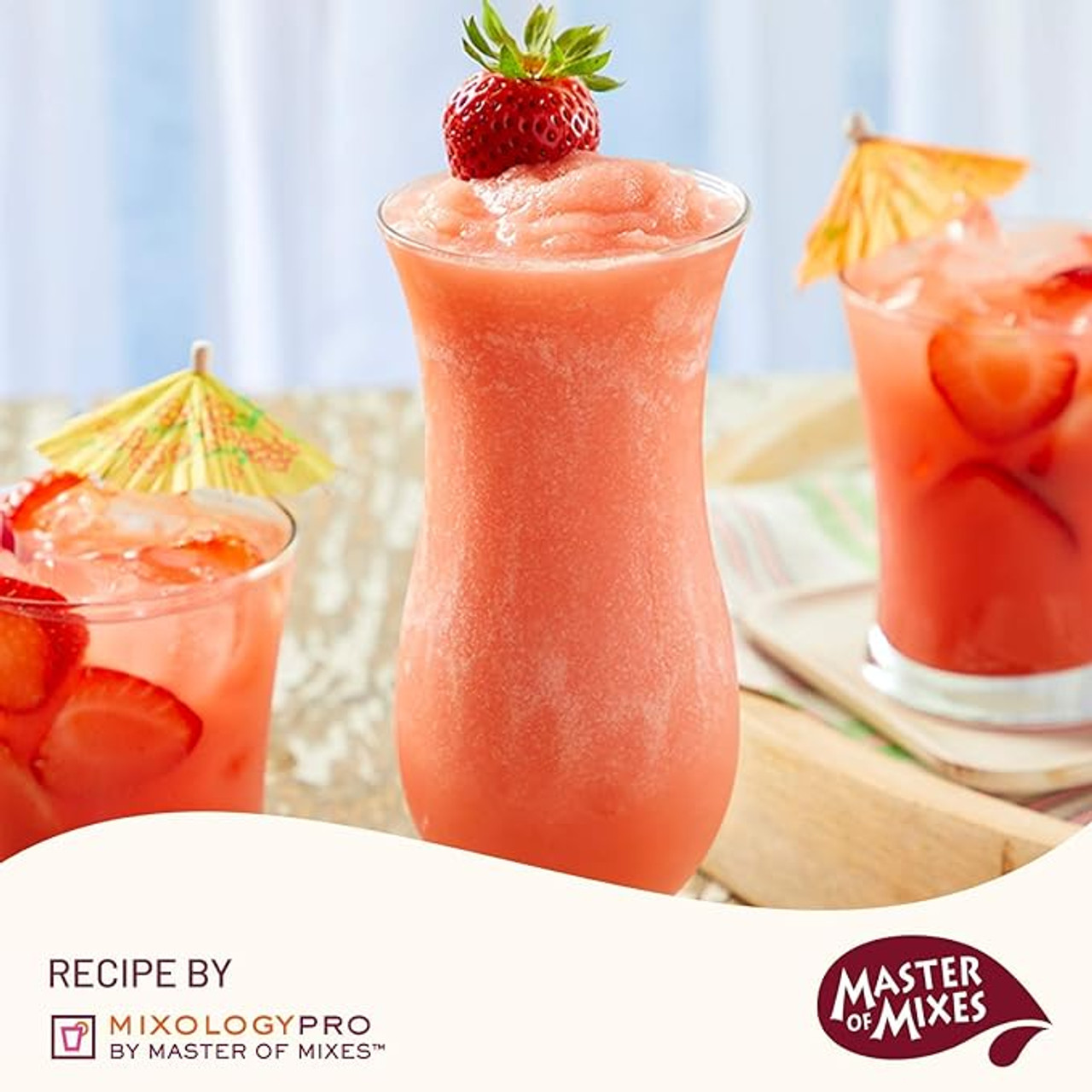 Master of Mixes 1 Liter Strawberry Colada Mix - Creamy Coconut (12/Case) - Chicken Pieces