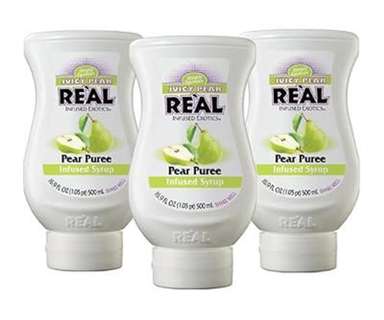 Real Juicy Pear Puree Infused Syrup 16.9 fl. oz. - Authentic Pear Flavor - Chicken Pieces