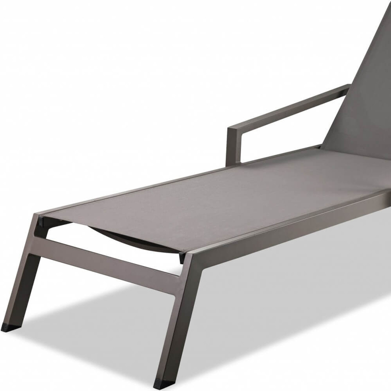 Set Of 2 Taupe Modern Aluminum Chaise Lounges