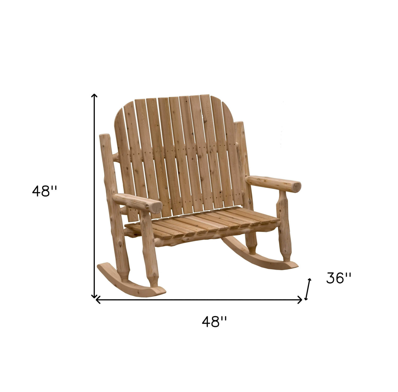 Rustic And Natural Cedar Two-Person Adirondack Rocking Chair