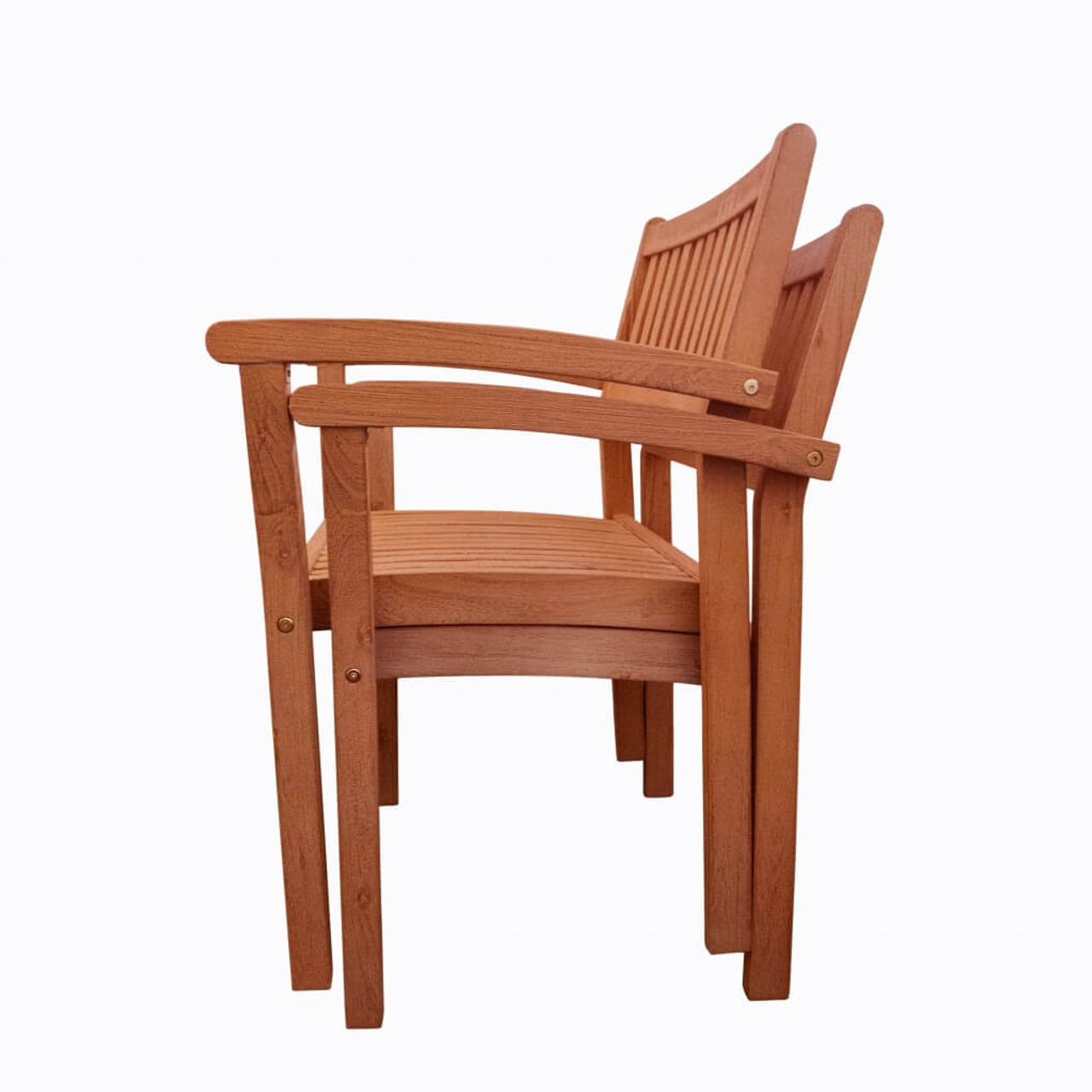 Set Of Two Brown Stacking Armchairs