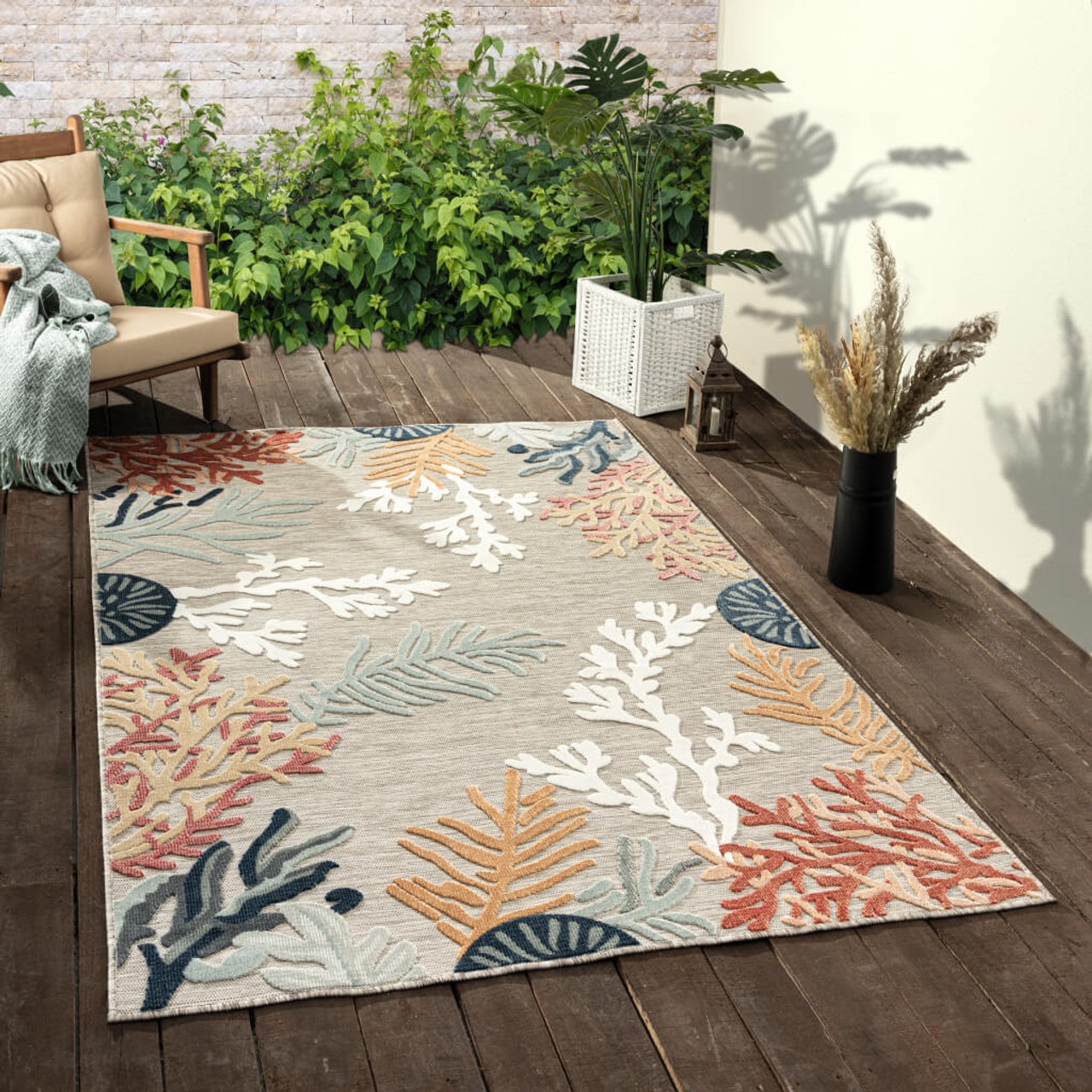 8' X 10' Blue And Gray Abstract Stain Resistant Indoor Outdoor Area Rug