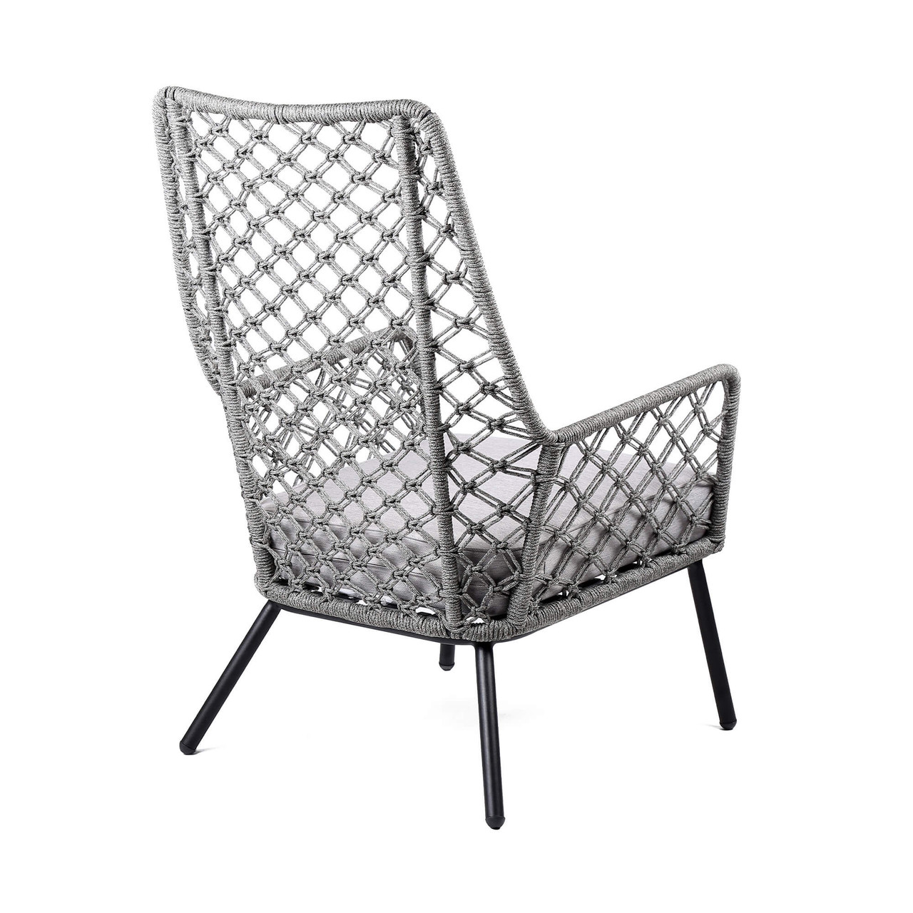 Gray And Gray And Black Metal Side Chair With Cushion