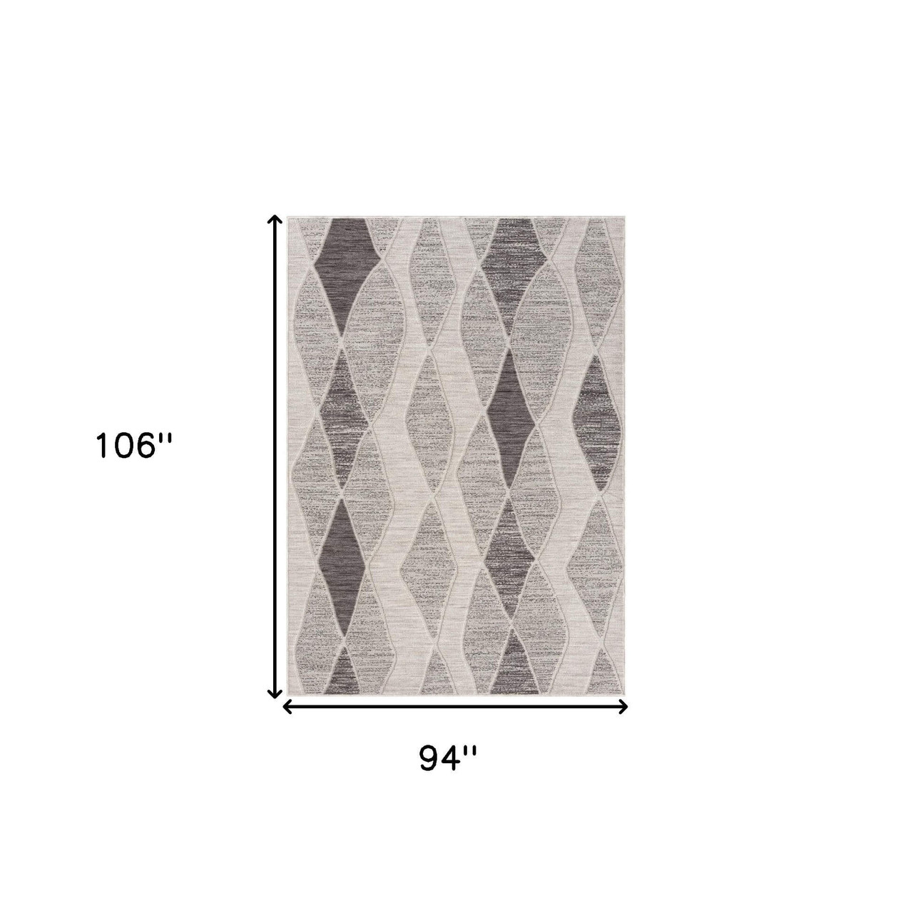8' X 9' Gray Geometric Indoor Outdoor Area Rug