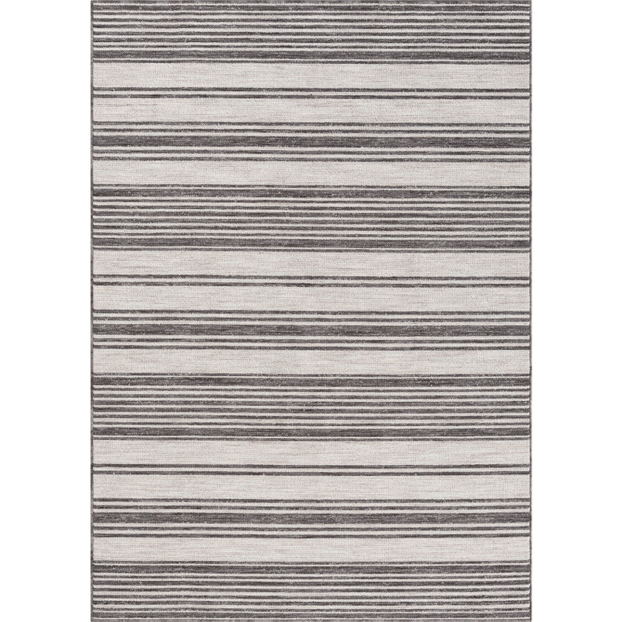 5' X 7' Gray And Ivory Striped Indoor Outdoor Area Rug