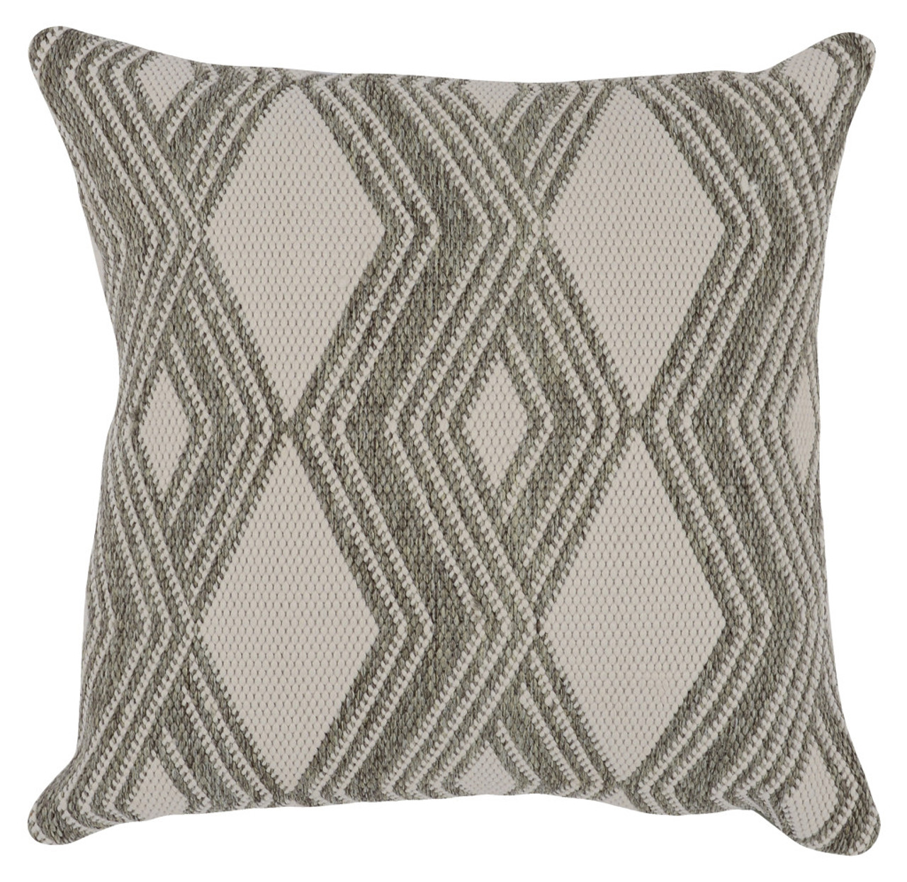 22" X 22" Gray Zippered Handmade Geometric Indoor Outdoor Throw Pillow