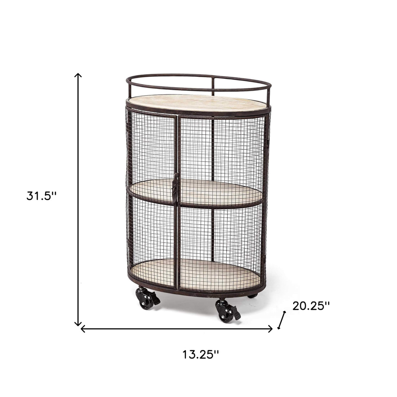 Cylindrical Matte Black Metal Bar Cart