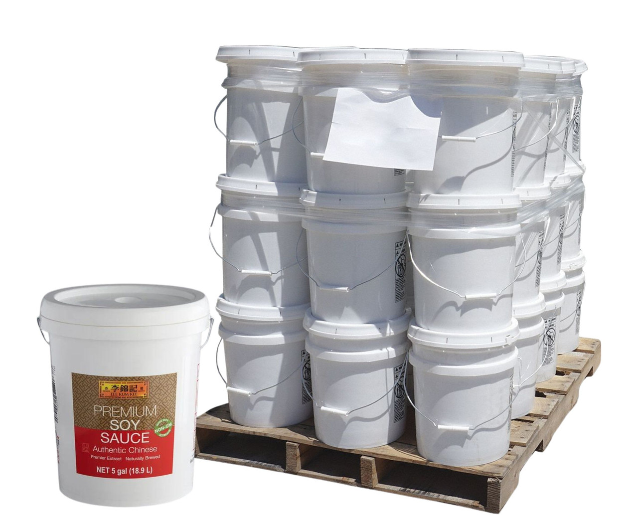 Lee Kum Kee 5 Gallon Premium Soy Sauce Bulk Food Service I Pallet of 36 I Total 72 Gallons - Chicken Pieces