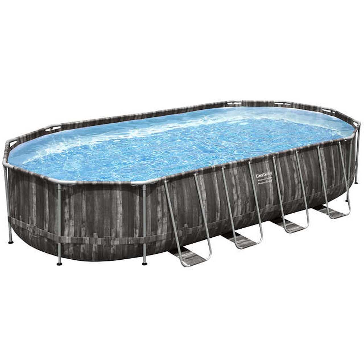 Bestway Power Steel 6.71m (22 ft.) Oval Above-ground Pool with Solar Heater - Chicken Pieces