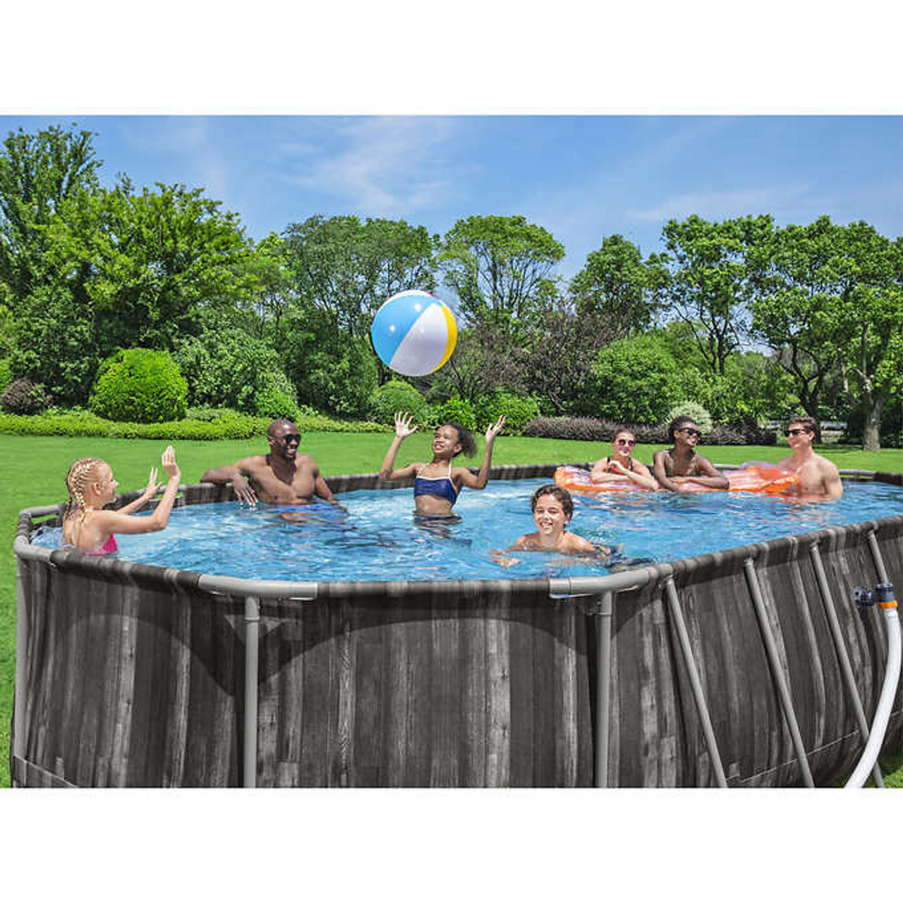 Bestway Power Steel 6.71m (22 ft.) Oval Above-ground Pool with Solar Heater - Chicken Pieces