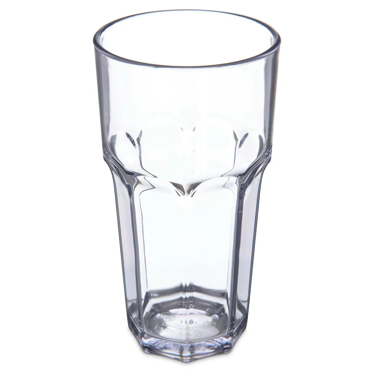 Carlisle 16 oz Clear Faceted Plastic Tumbler (24/Case) Glass-Like Drinkware - Chicken Pieces