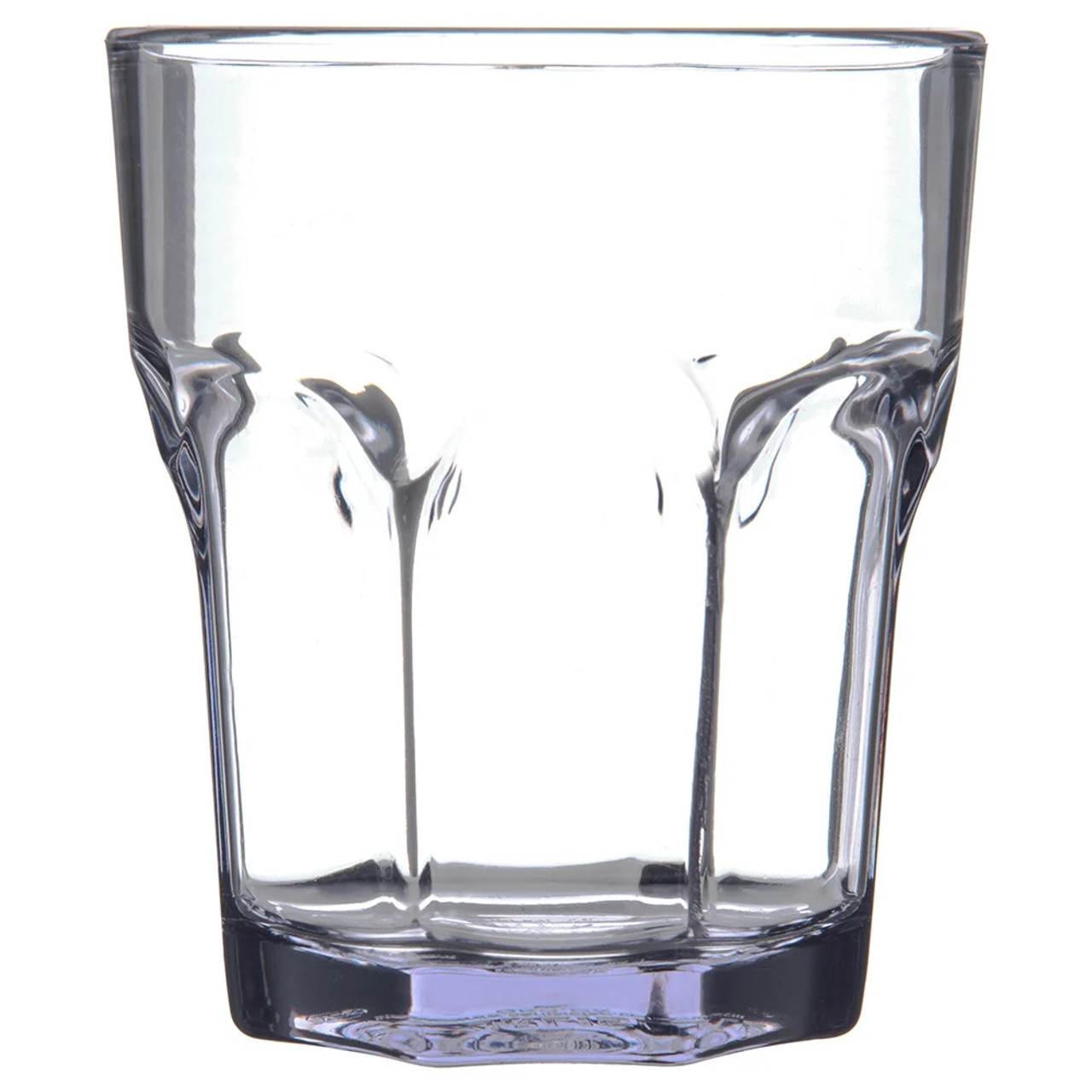 Carlisle 12 oz Clear Faceted Plastic Rocks Tumbler (24/Case) - Stylish Grip - Chicken Pieces
