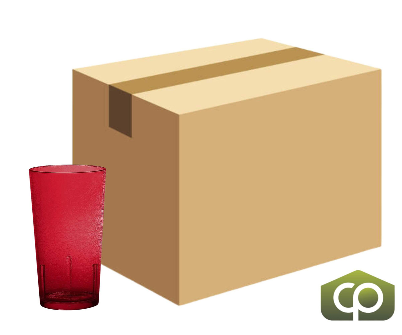 Cambro 14 oz Ruby Red Crackled Plastic Tumbler (36/Case) - Lightweight Material - Chicken Pieces