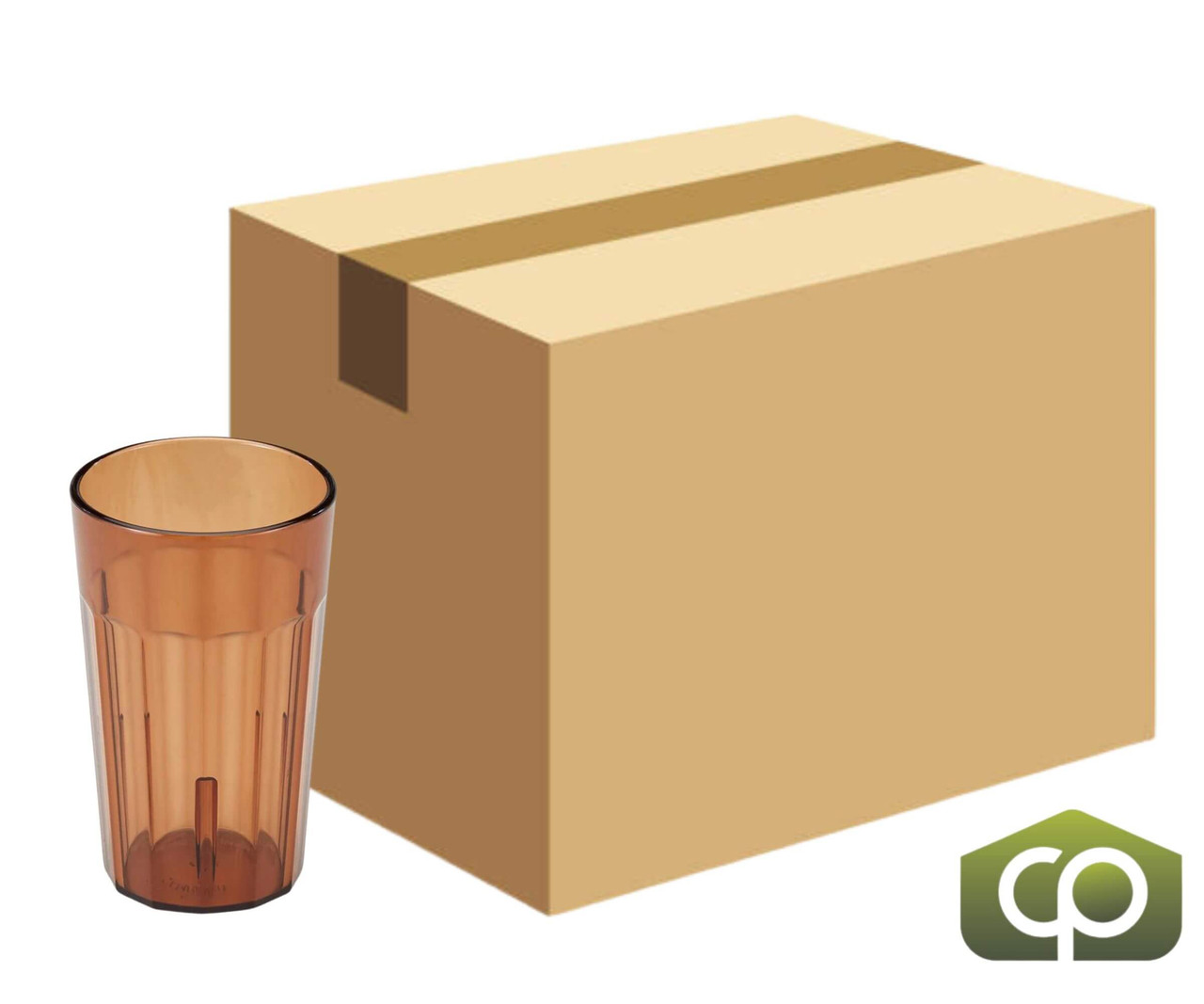 Cambro 10 oz Amber Fluted Plastic Tumbler (36/Case) - Mimics Glass Appearance - Chicken Pieces