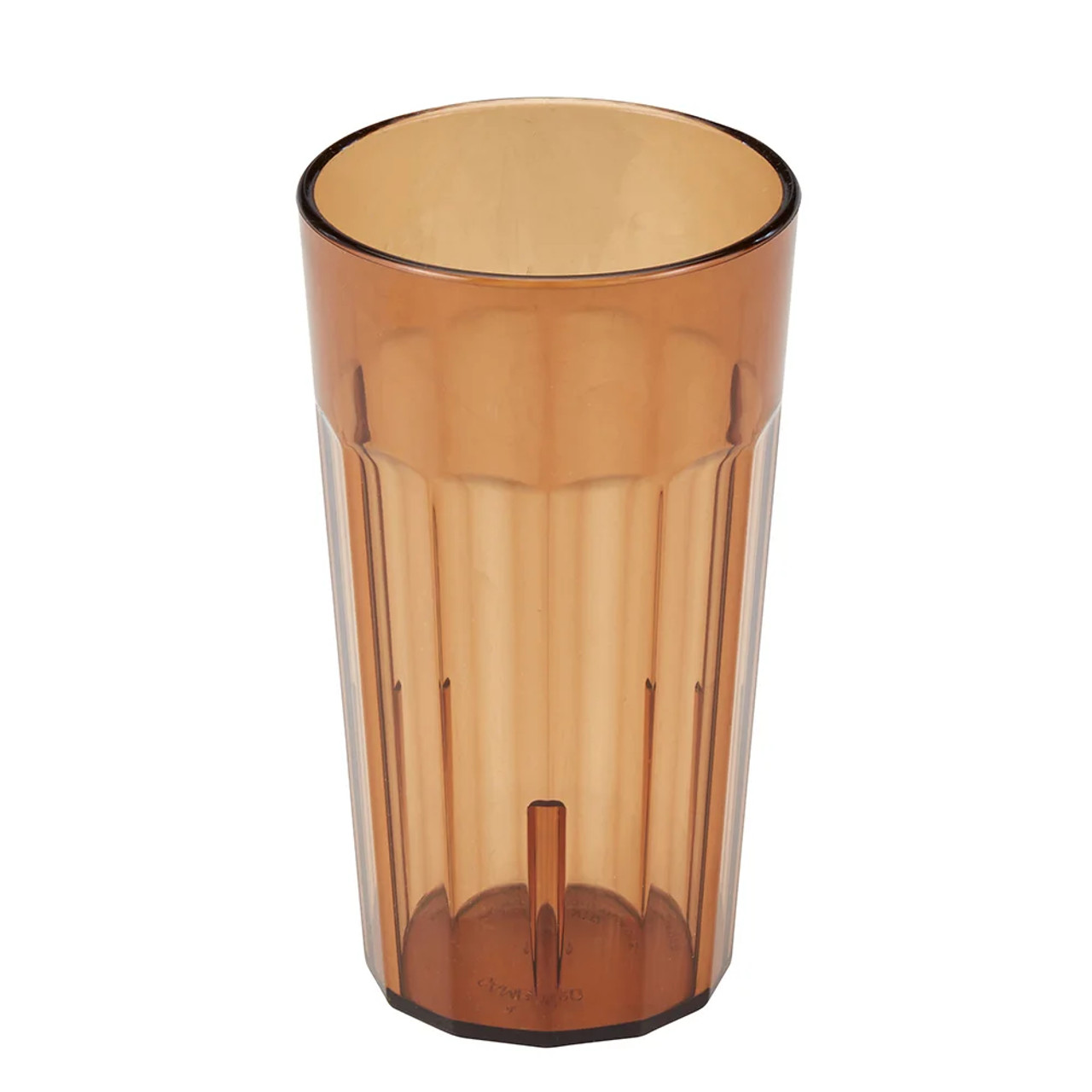 Cambro 12 3/5 oz Amber Fluted Plastic Tumbler (36/Case) - Glass-Like Appearance - Chicken Pieces