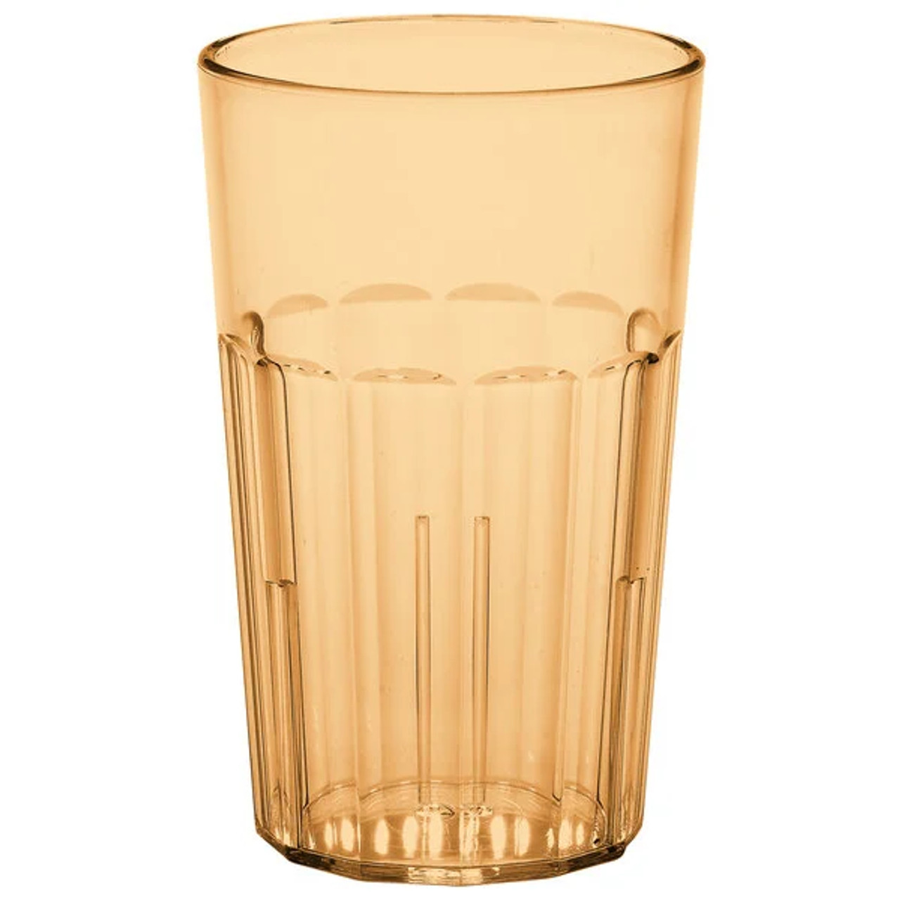 Cambro 14 oz Amber Fluted Plastic Tumbler (36/Case) - Chip-Resistant SAN Plastic - Chicken Pieces