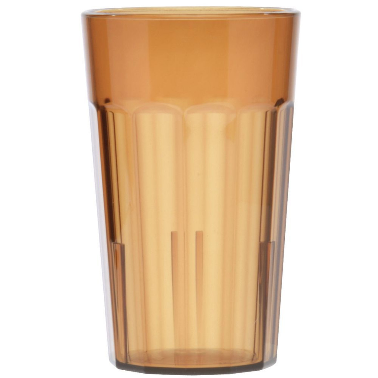 Cambro 6.4 oz Amber Fluted Plastic Tumbler (36/Case) Chip Resistant SAN Plastic - Chicken Pieces