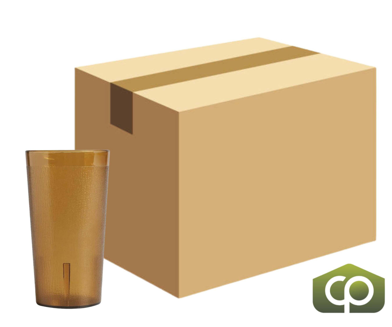 Cambro 16 2/5 oz Amber Textured Plastic Tumbler (24/Case) - Impact-Resistant SAN - Chicken Pieces