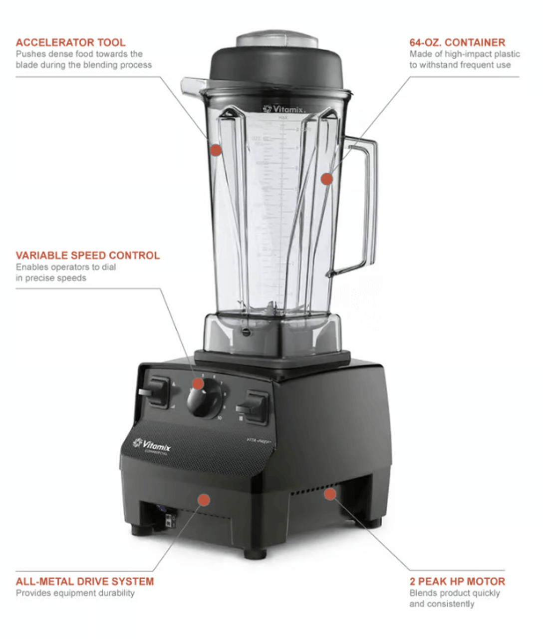 Vitamix Commercial Vita-Prep Countertop Food Blender - Versatile Blending Power - Chicken Pieces