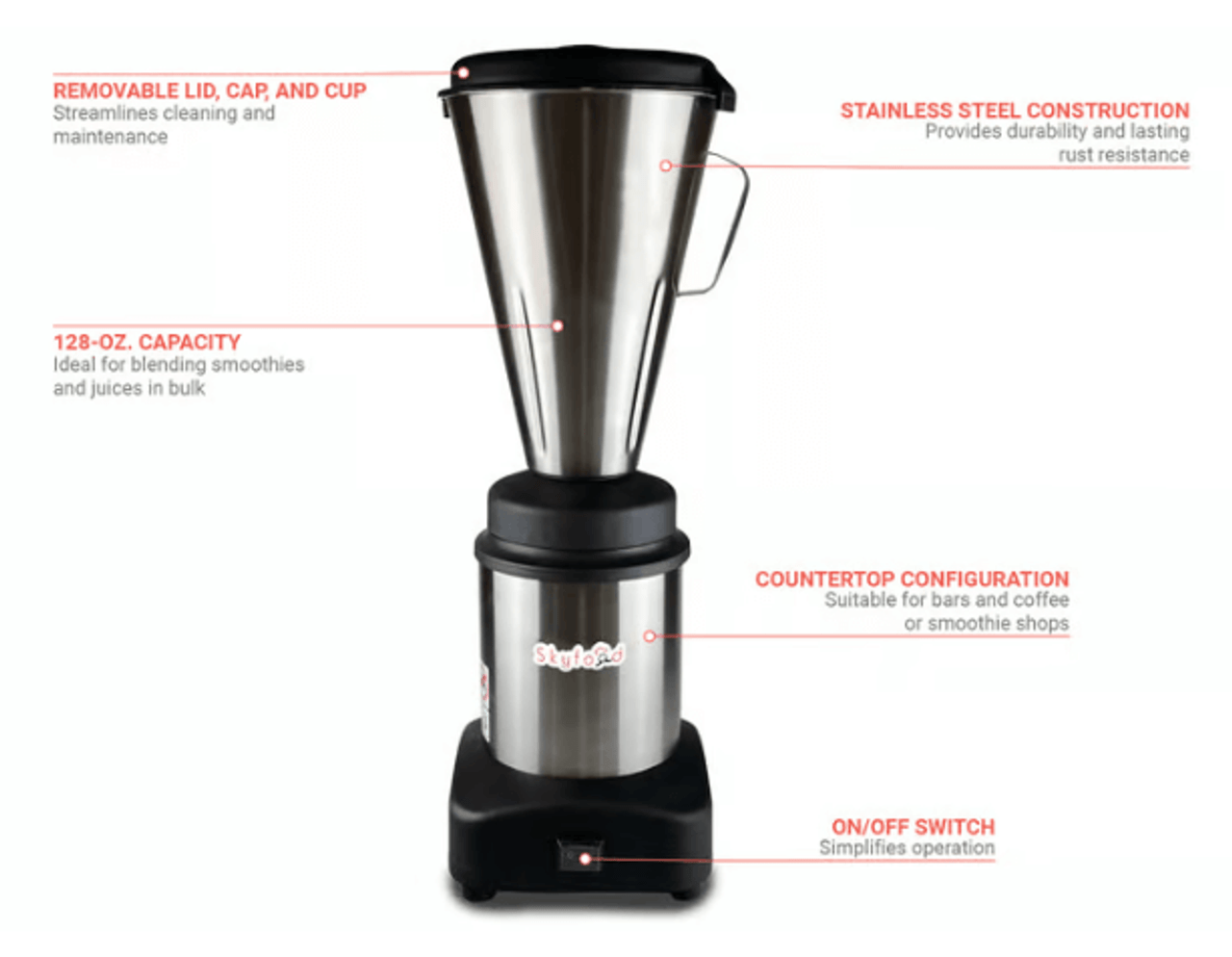 Skyfood 128oz Countertop Drink Blender w/ Metal Container - Chicken Pieces