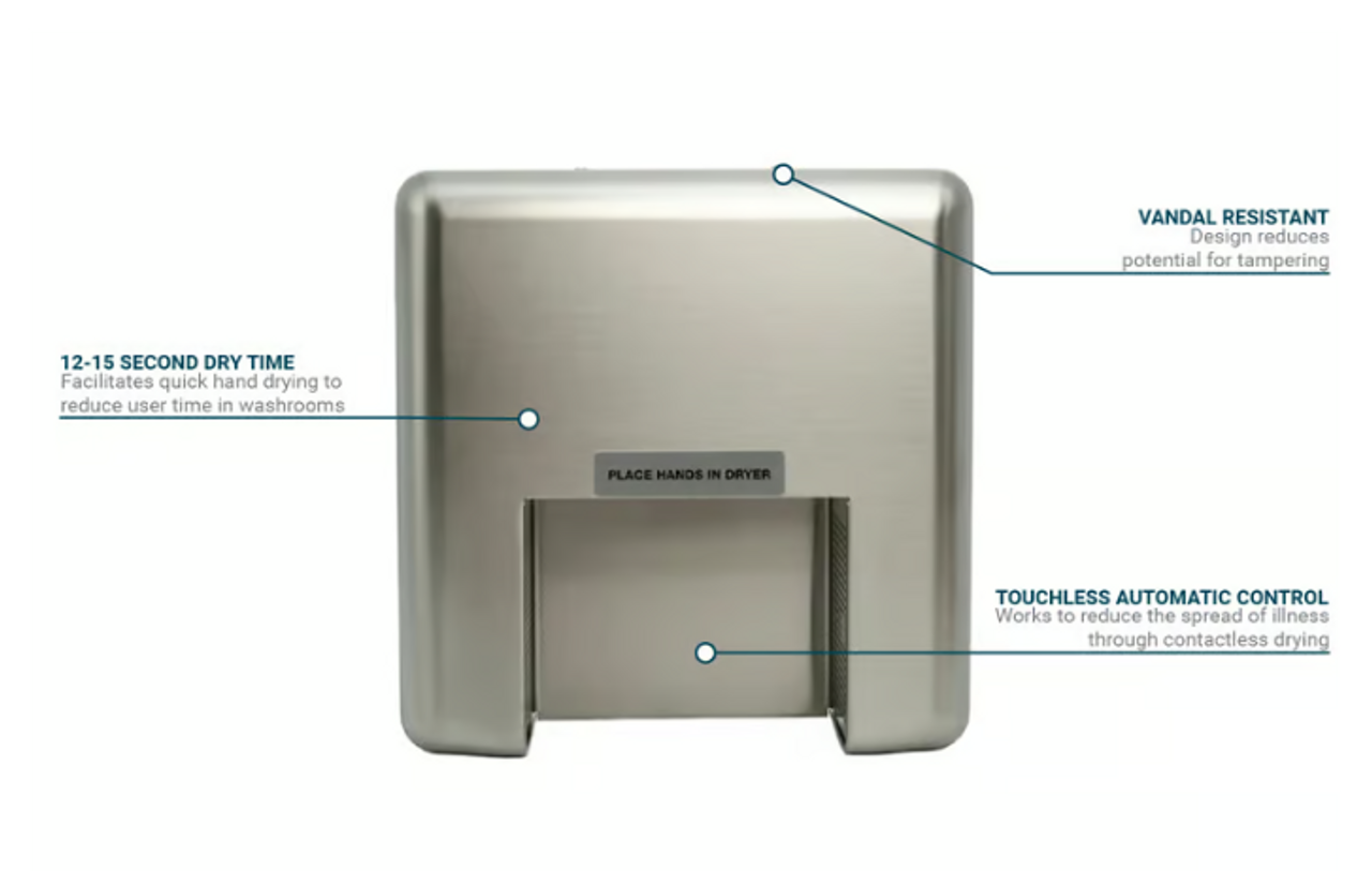 Pinnacle Dryer Automatic Hand Dryer - 15 Second Dry Time, Stainless, 120V - Chicken Pieces