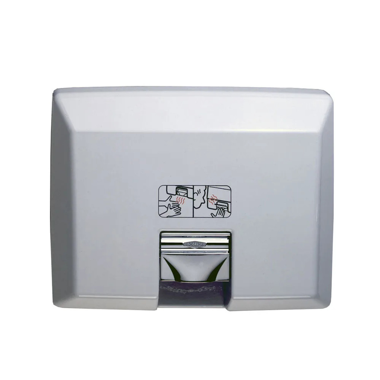 Bobrick 208-240V/1PH Automatic Recessed Hand Dryer - 80 Second Dry Time, White - Chicken Pieces