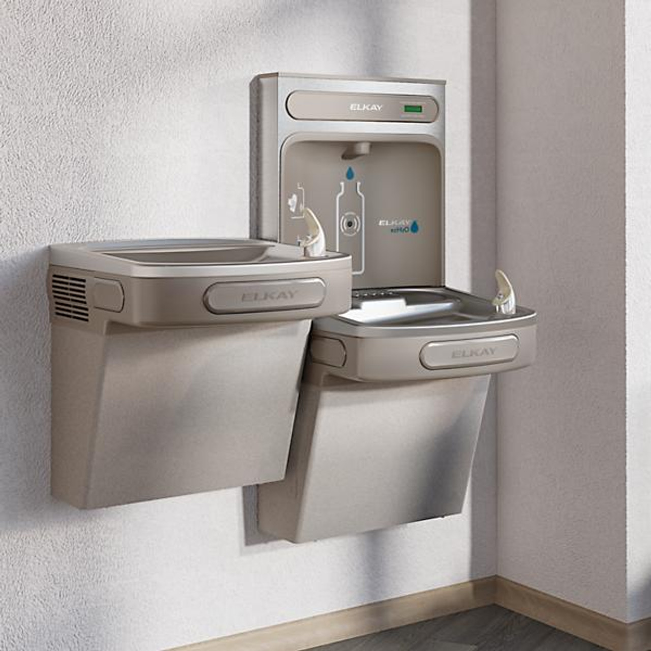 Elkay Wall Mount Bi-Level Drinking Fountain with Bottle Filler - Non-Filtered - Chicken Pieces