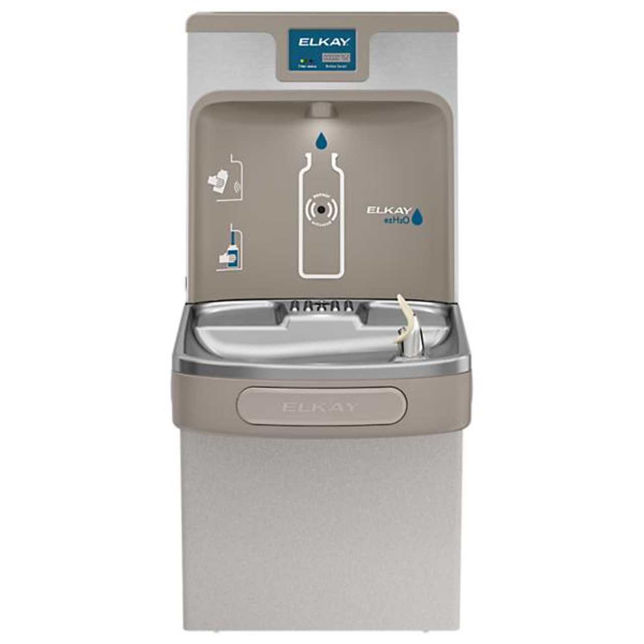 Elkay Light Gray Wall Mount Drinking Fountain with Bottle Filler - Filtered - Chicken Pieces