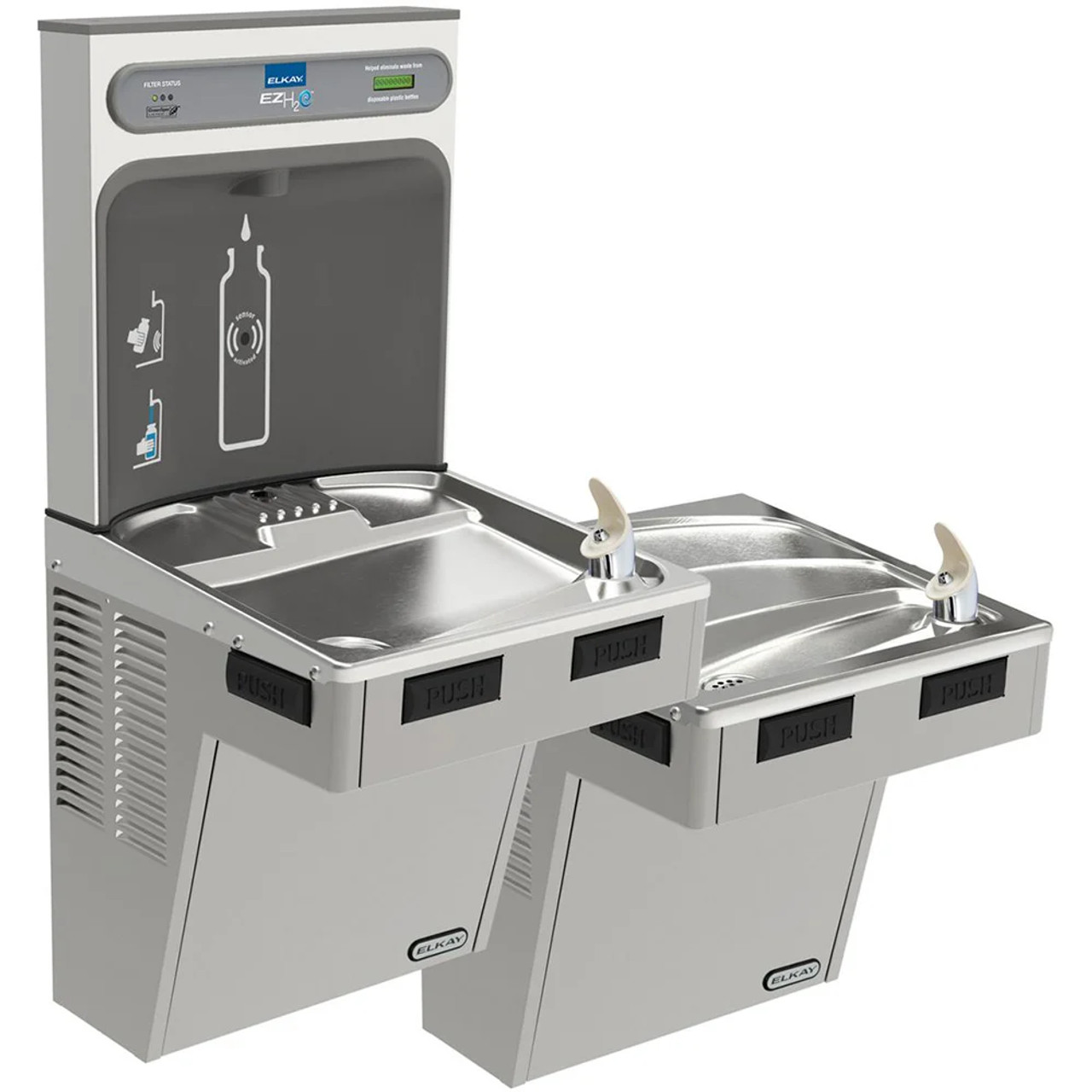 Elkay LMABFTL8WSLK Wall Mount Drinking Fountains w/ Bottle Filler - Refrigerated - Chicken Pieces