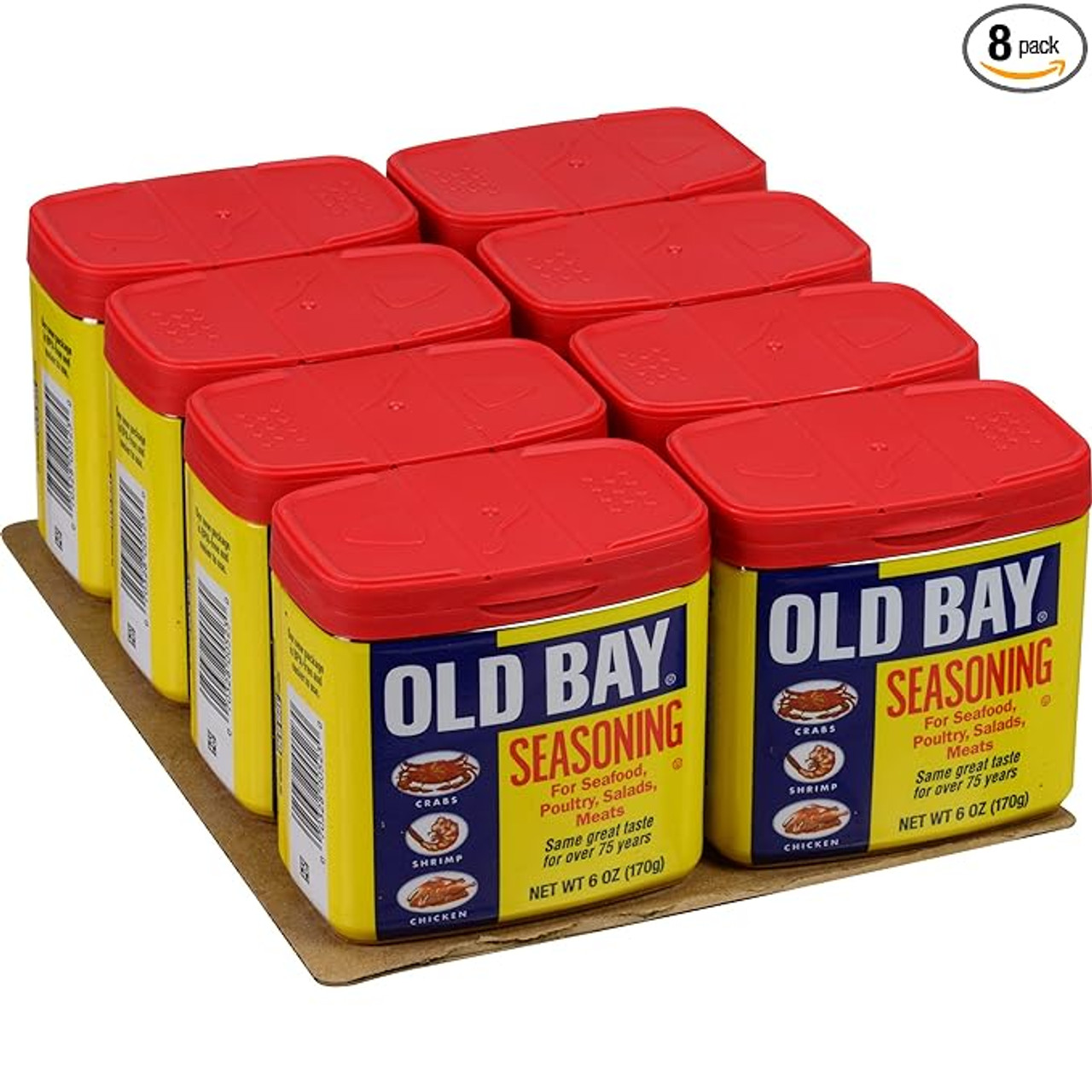 Old Bay 6 oz. Seasoning - 8/Case - Iconic Blend of 18 Herbs and Spices - Chicken Pieces