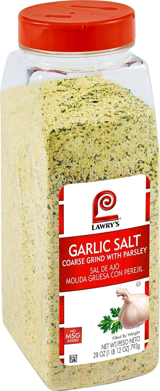 Lawry's 28 oz. Garlic Salt with Parsley, Coarse Grind (6/Case) - Exciting Salt - Chicken Pieces