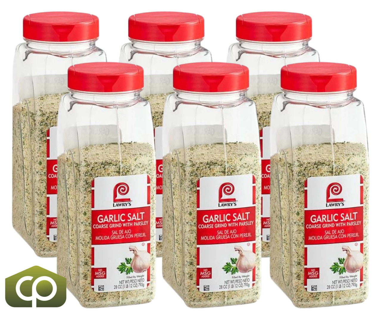 Lawry's 28 oz. Garlic Salt with Parsley, Coarse Grind (6/Case) - Exciting Salt - Chicken Pieces