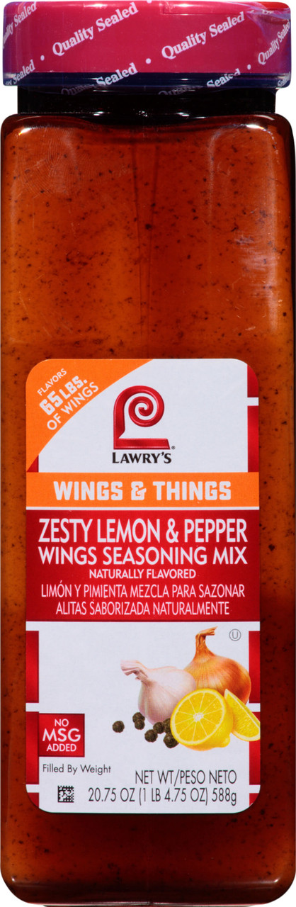 Lawry's 20.75 oz. Zesty Lemon and Pepper Wing Flavorful Seasoning Mix (6/Case) - Chicken Pieces