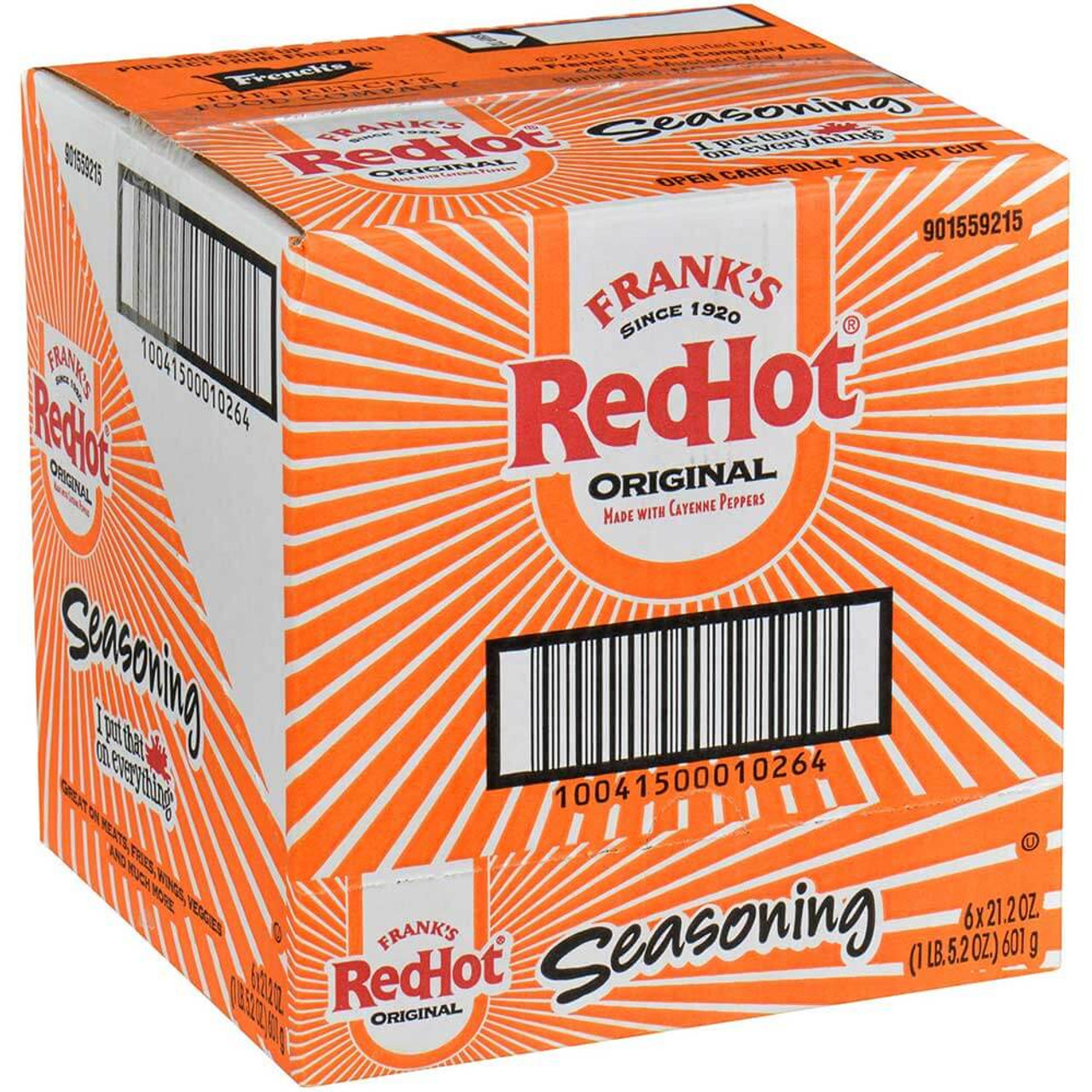 Frank's RedHot Original Seasoning 21.2 oz. (6/Case) - Fiery Heat in Spice Blend - Chicken Pieces