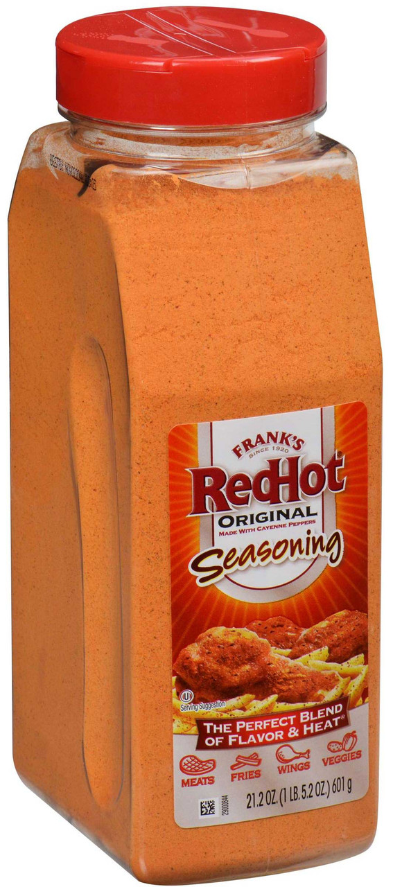 Frank's RedHot Original Seasoning 21.2 oz. (6/Case) - Fiery Heat in Spice Blend - Chicken Pieces