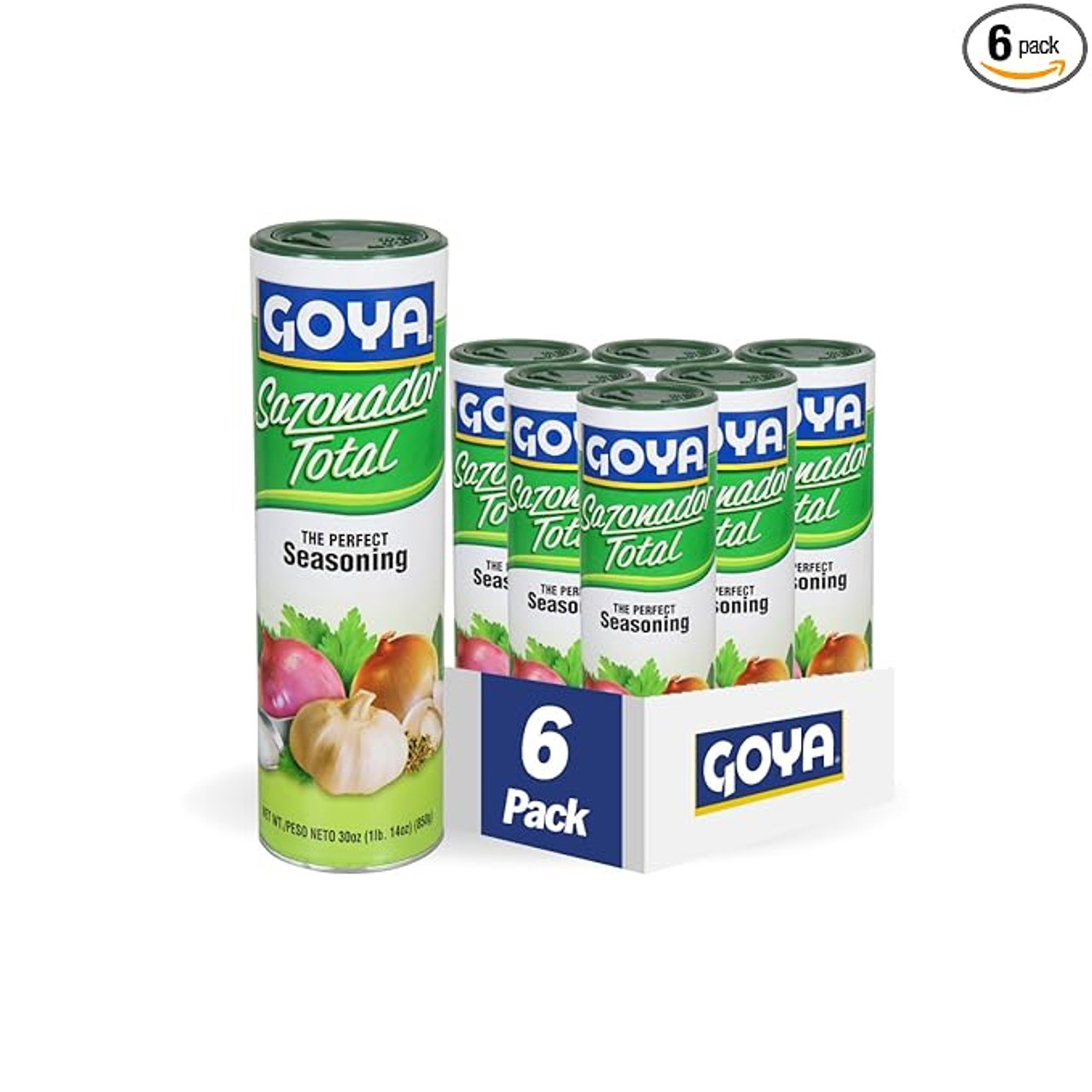 Goya 30 oz. Sazonador Total Seasoning (6/Case) Flavorful Blend of Garlic, Onion - Chicken Pieces