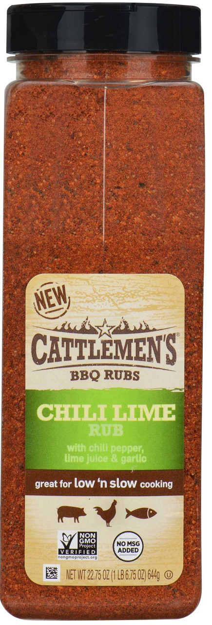 Cattlemen's 22.75 oz. Chili Lime BBQ Rub (6/Case) - Zesty Flavor Blend - Chicken Pieces