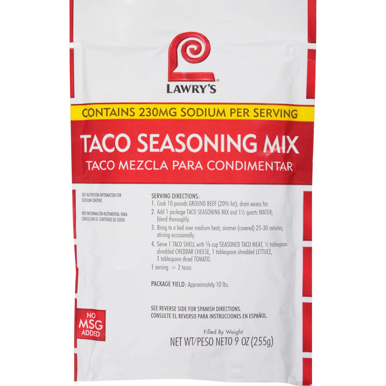 Lawry's Taco Seasoning Mix, 9 oz. - 6/Case - Perfect Blend for Tasty Tacos - Chicken Pieces