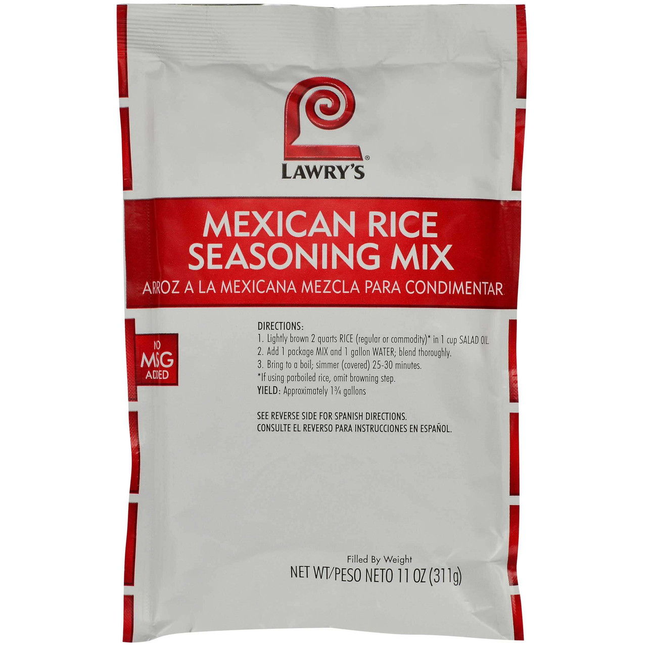 Lawry's Mexican Rice Seasoning Mix, 11 oz. - 6/Case - Authentic Blend for Dishes - Chicken Pieces