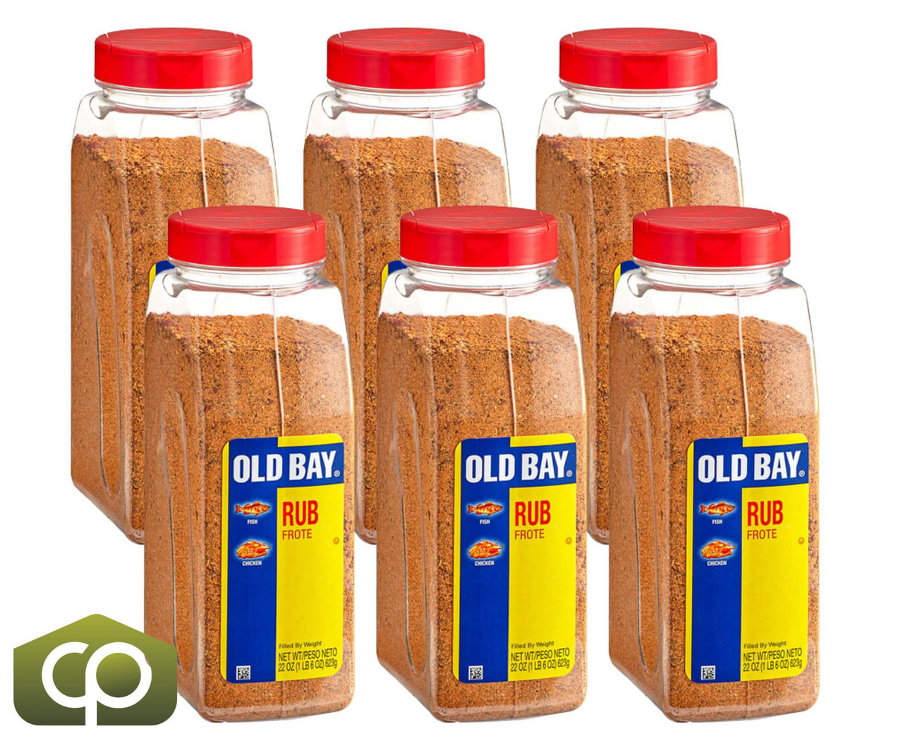 Old Bay Rub, 22 oz. - 6/Case - Seal in Flavor with Classic Chesapeake Blend - Chicken Pieces