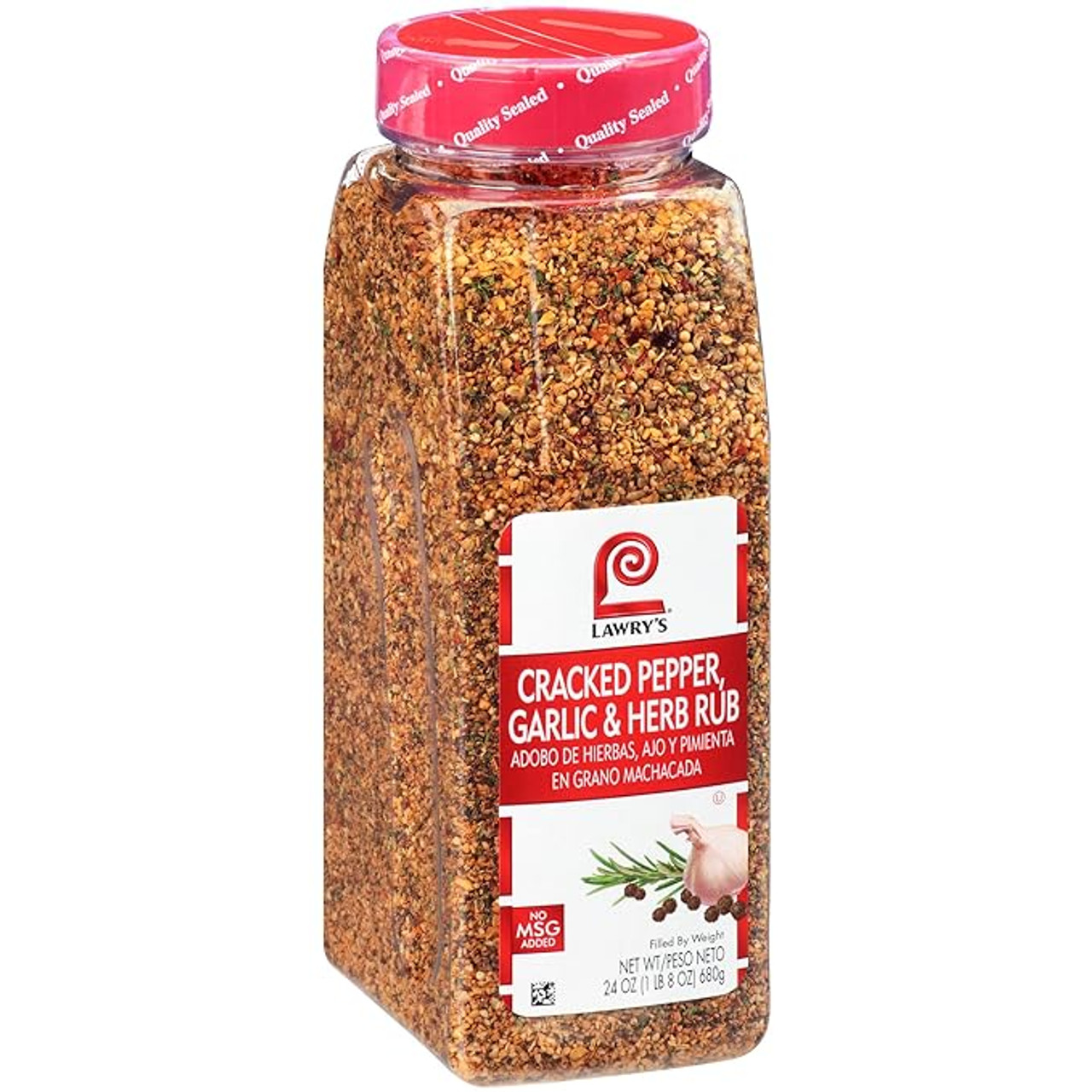 Lawry's Cracked Pepper, Garlic, and Herb Rub, 24 oz. - 6/Case - Bold Flavor - Chicken Pieces