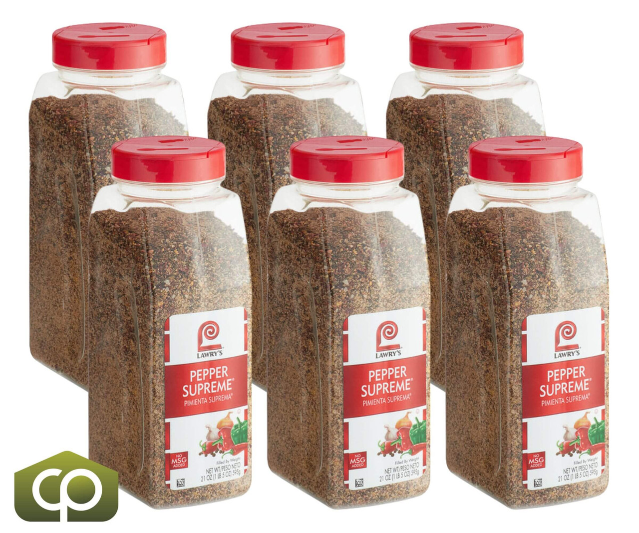 Lawry's Pepper Supreme Seasoning, 21 oz. - 6/Case - Dishes with Spicy Flavor - Chicken Pieces