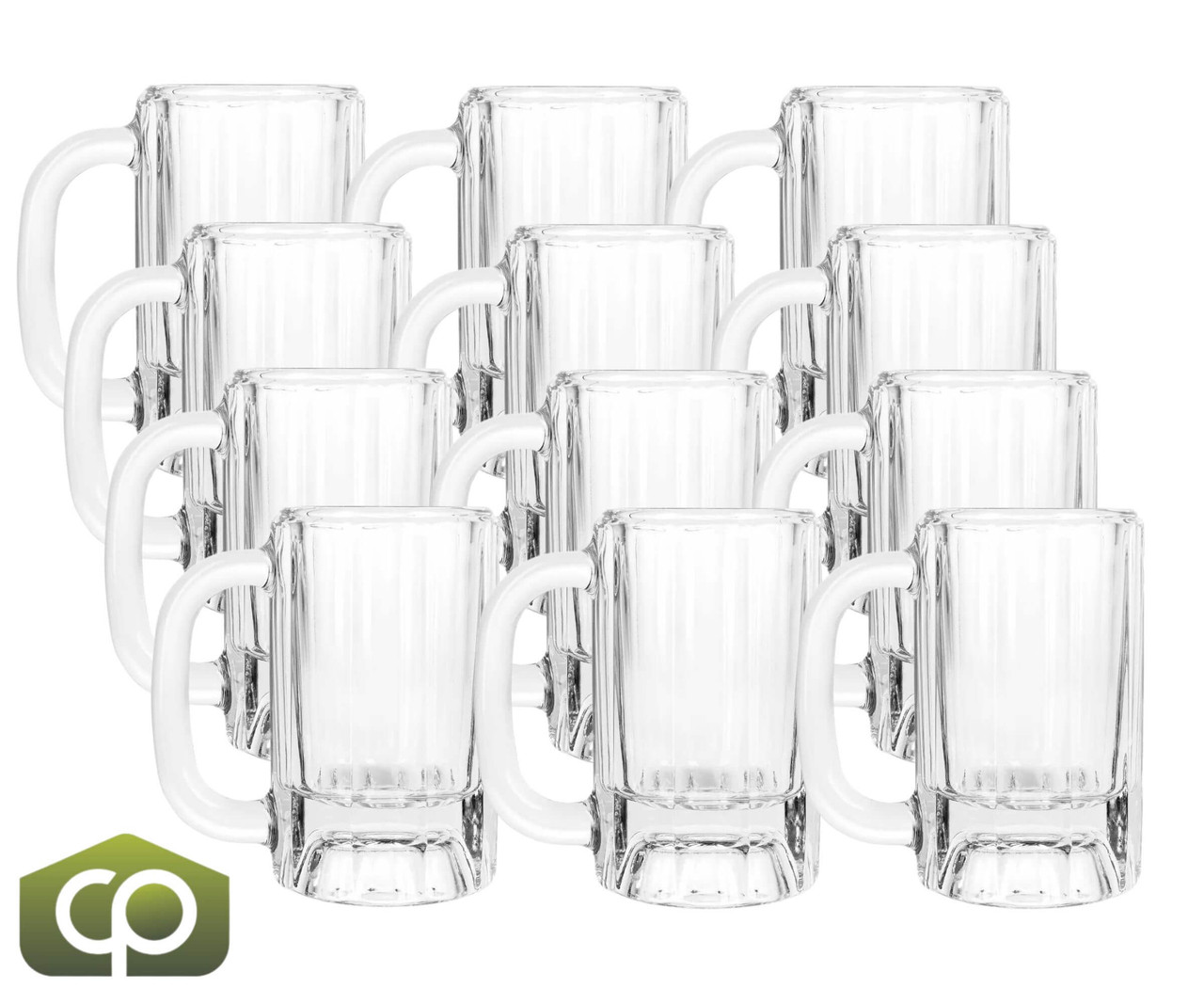 Libbey 5019 10 oz Paneled Mug, Clear Glass, Sturdy Handle, Thick Base, 12/Case - Chicken Pieces
