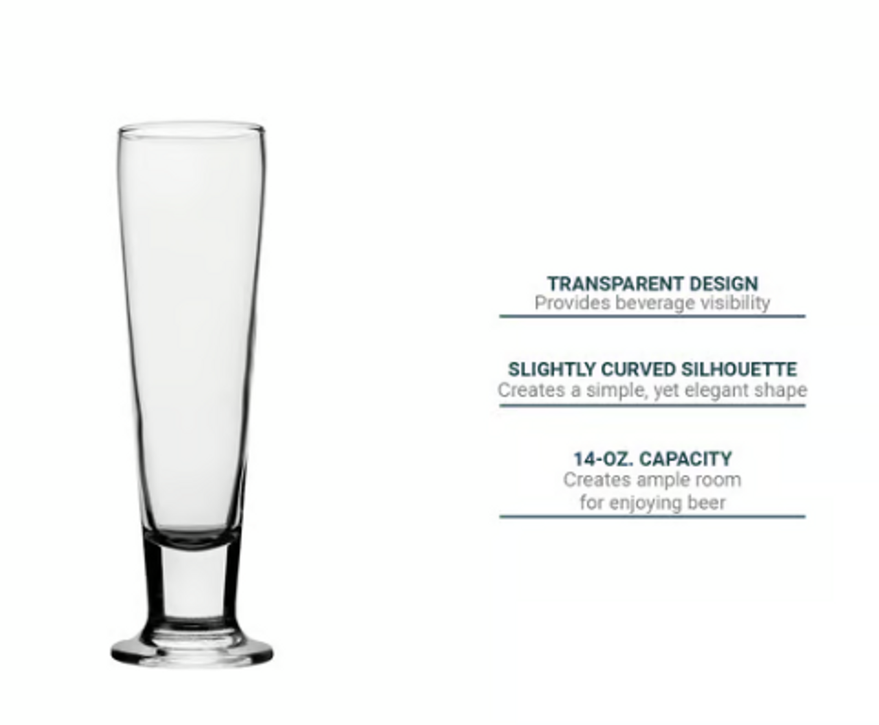 Steelite P41099 14 oz Pasabahce Cin Cin Tall Beer Glass, Transparent, 12/Case - Chicken Pieces