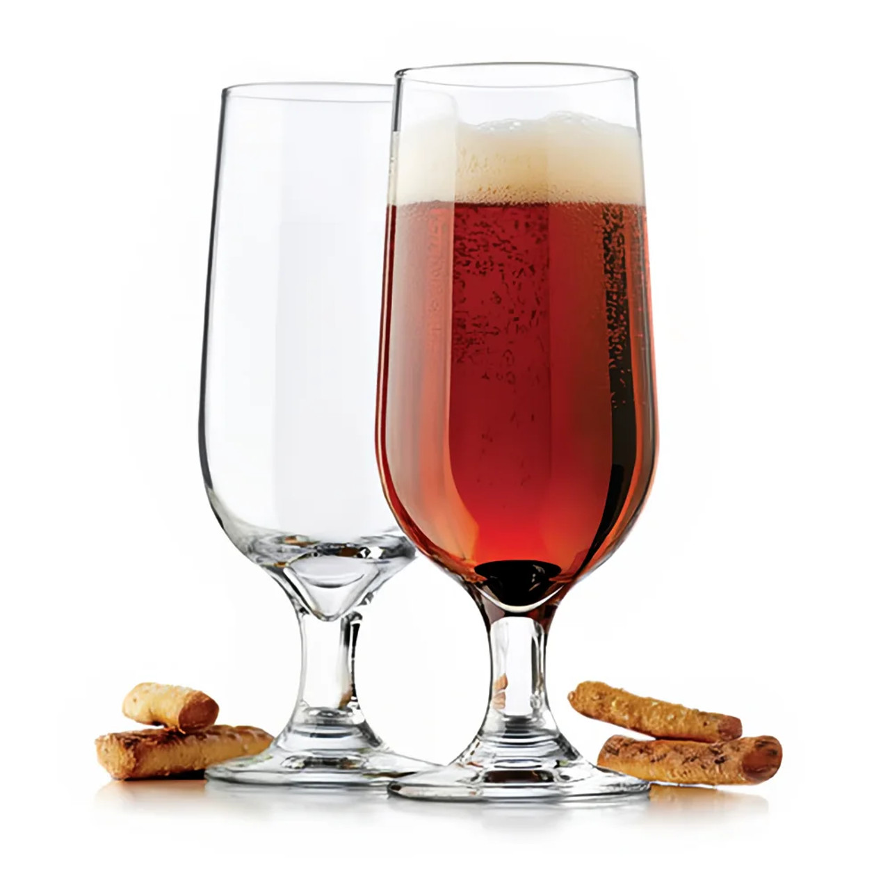 Libbey 3730 14 oz Embassy® Footed Beer Glass - Safedge Rim Guarantee (24/Case) - Chicken Pieces