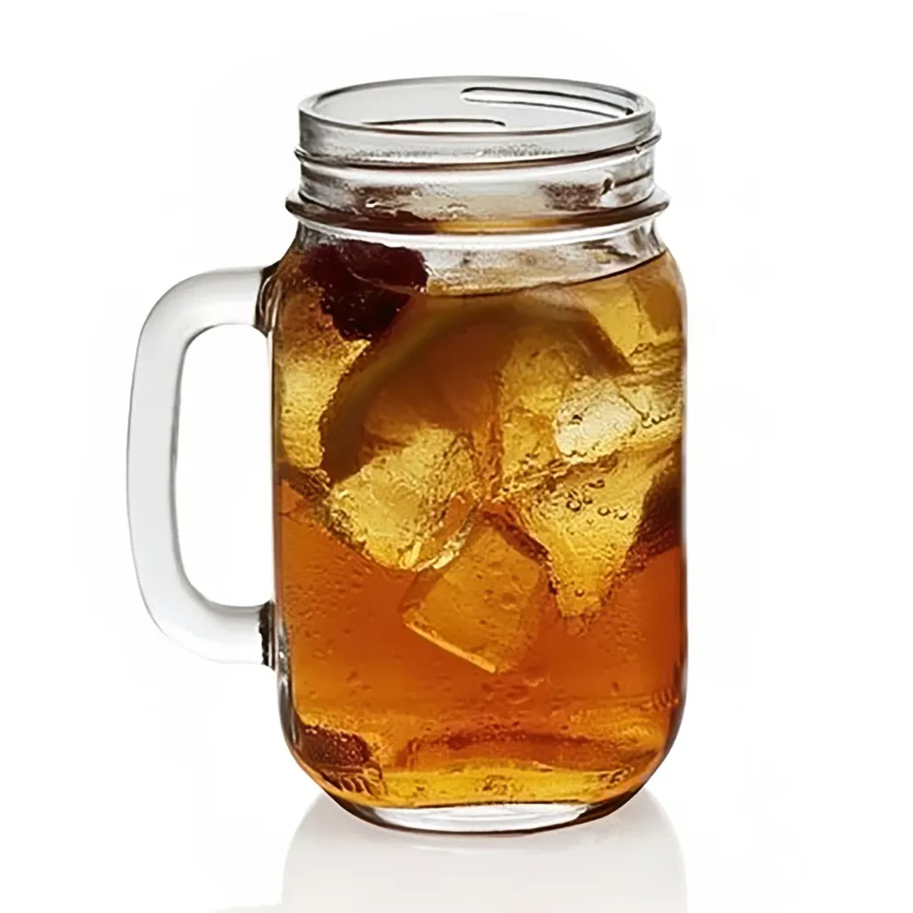 Libbey 97084 16 1/2 oz County Fair Plain Panel Drinking Jar with Handle(12/Case) - Chicken Pieces
