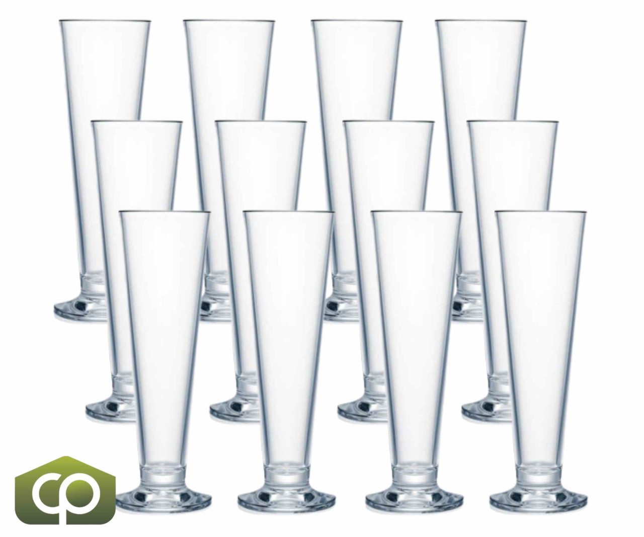 Strahl N411403 14 3/4 oz Design Footed Pilsner - Plastic Glass (12/Case) - Chicken Pieces