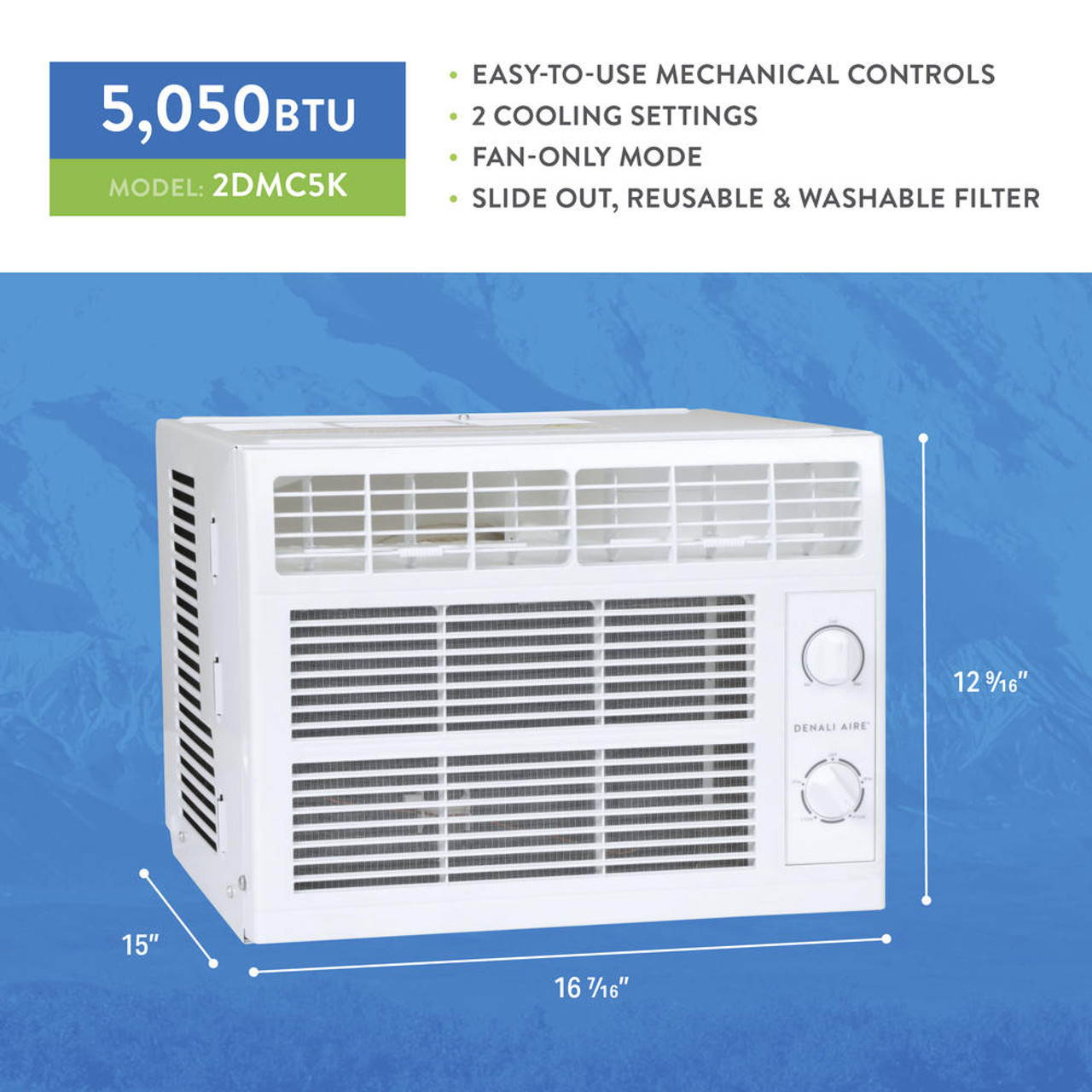 Denali Aire® 5,050 BTU 115-Volt Window Air Conditioner - Efficient Cooling - Chicken Pieces