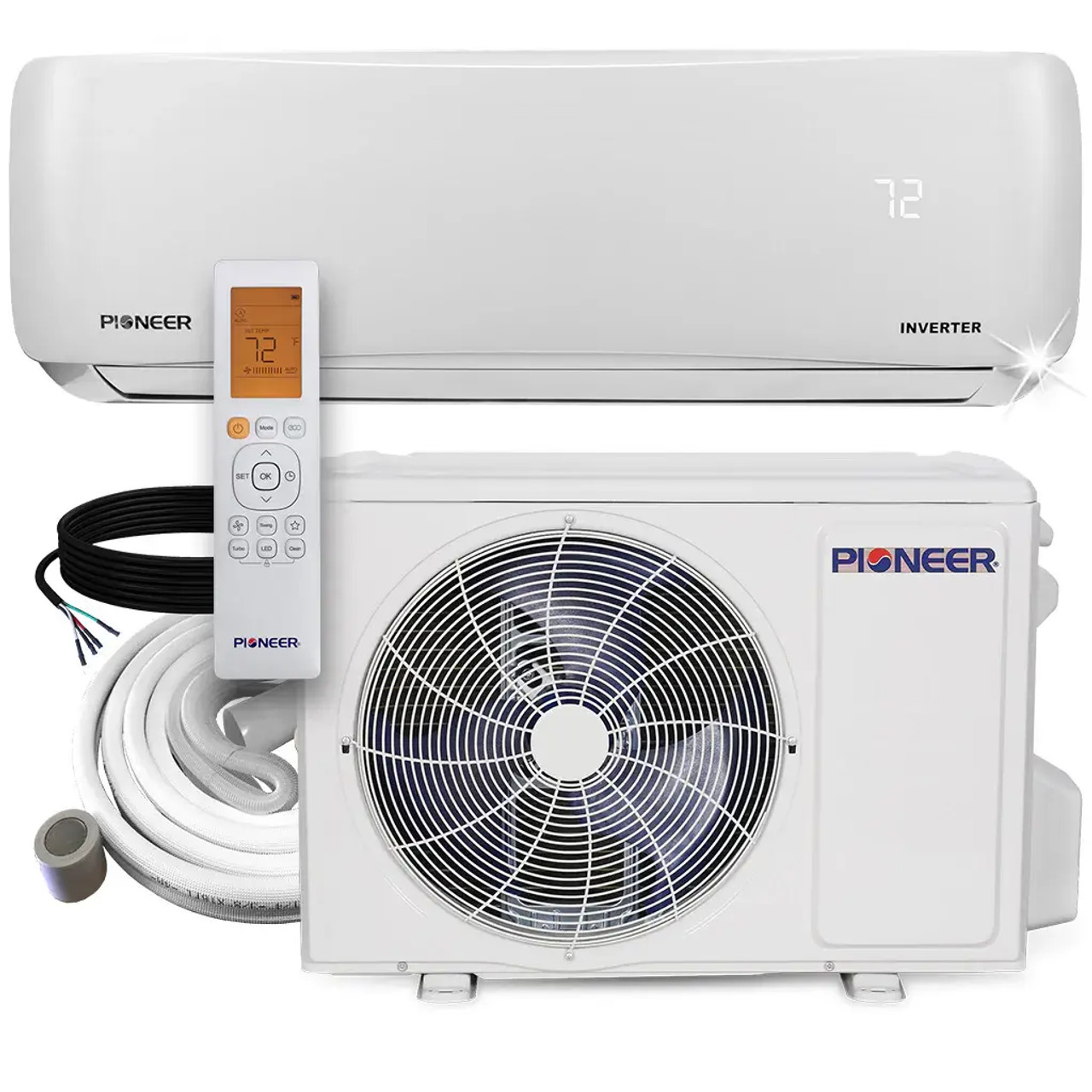 Pioneer® 12,000 BTU 23.1 SEER2 Ductless Mini-Split Inverter++ Energy-Star Air Conditioner Heat Pump System Full Set 230V - Chicken Pieces